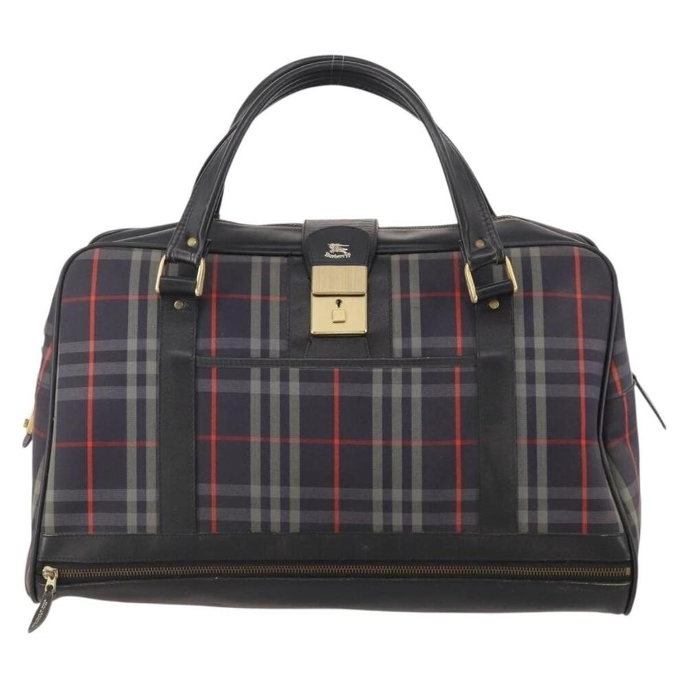 Burberry Nova Check Canvas Boston Bag Blue
